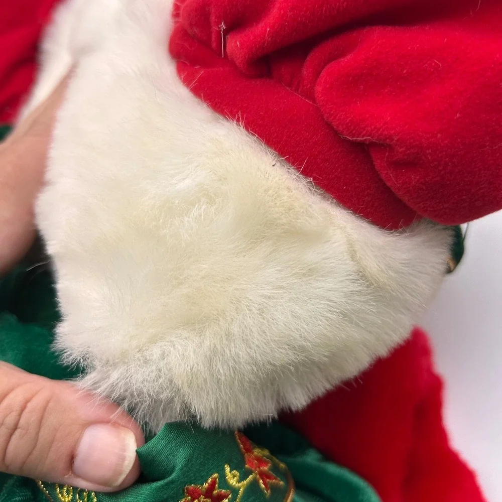 Vintage TB Toy Trading Christmas Bear Stockings Set of 2 Red Green Velvet Plush